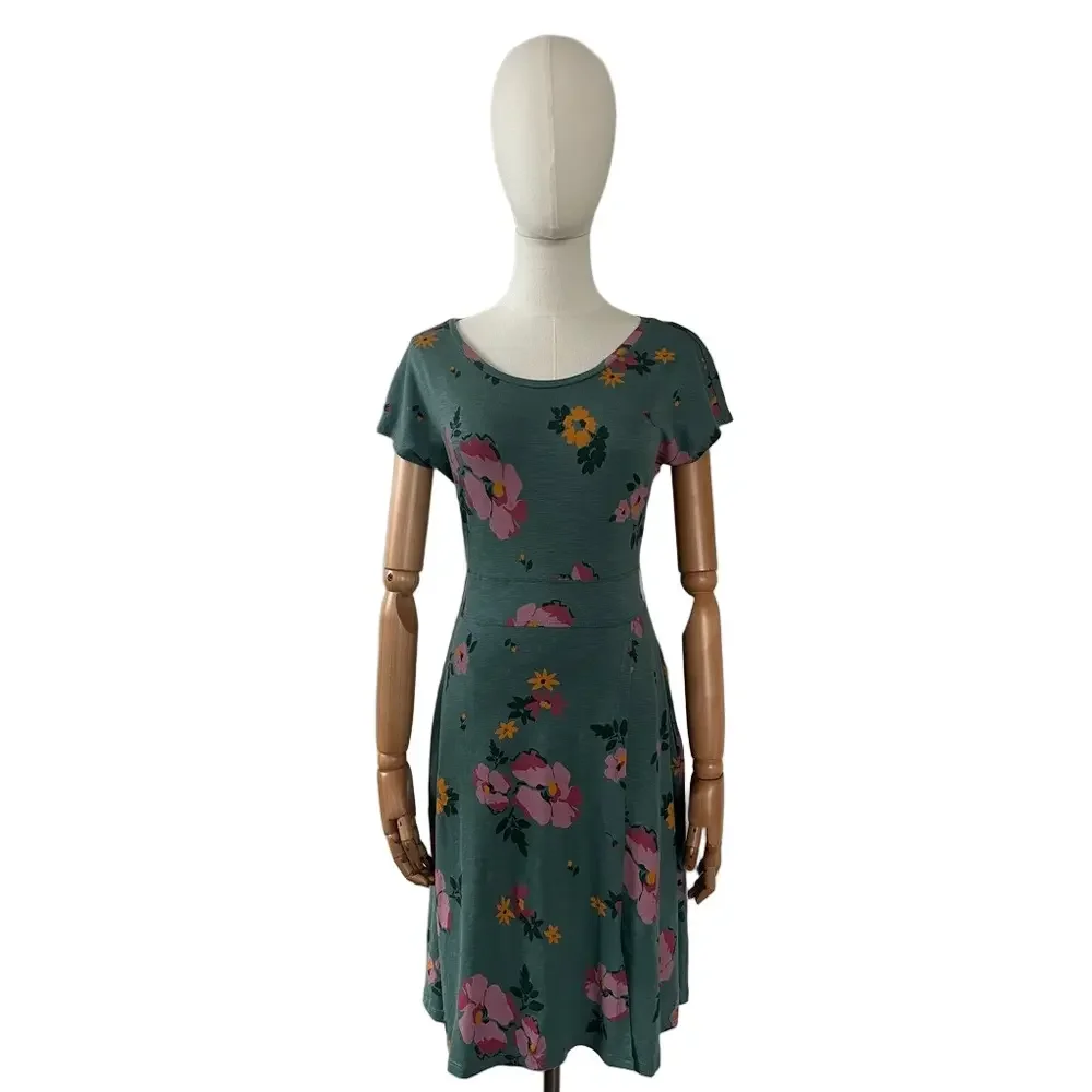 Toad and Co Floral Green Faux Wrap with Tie Waist Dress Size XS - Picture 6 of 15